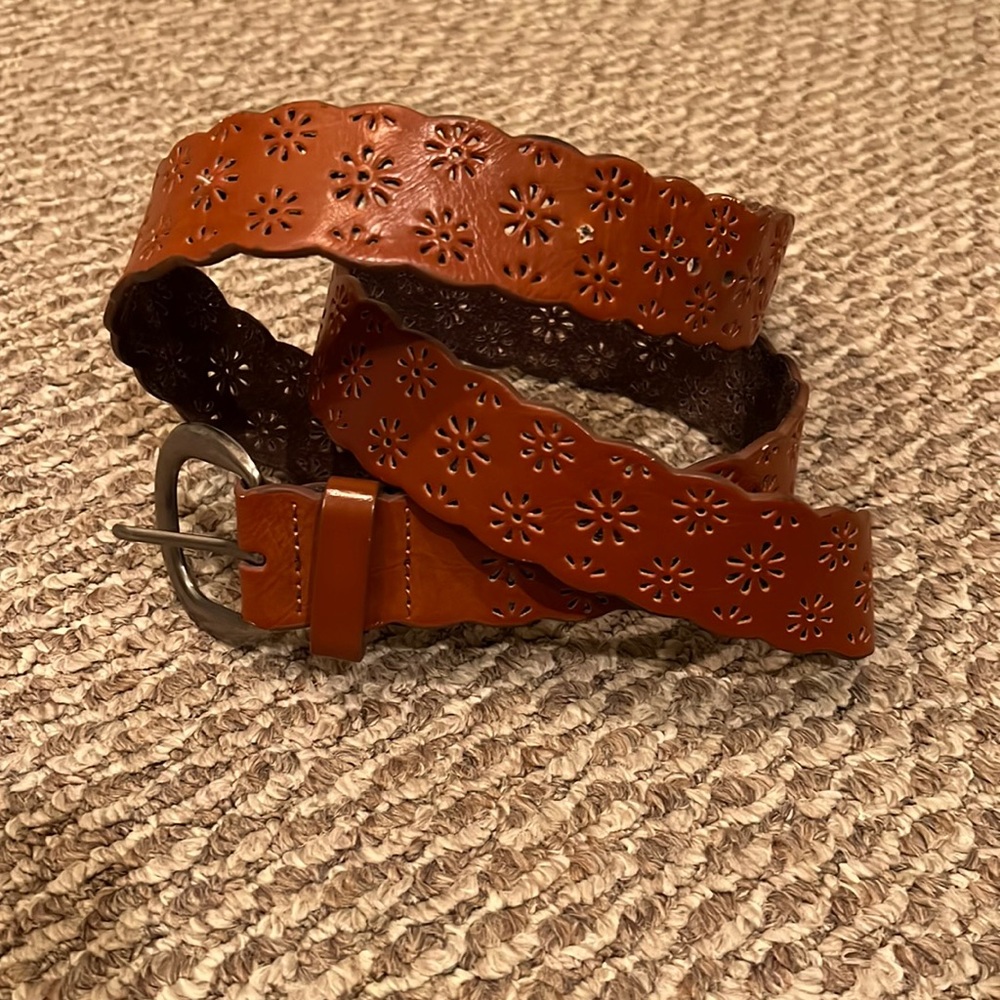 Walmart Brown Leather with Cut Out Details Belt